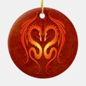 Stammes- Drachen, rot Keramik Ornament (Hinten)