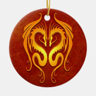 Stammes- Drachen, Rot und Gelb Keramikornament