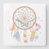Stammes- Dreamcatcher Boho Baby-Kinderzimmer Quadratische Wanduhr (Vorderseite)
