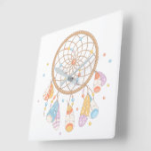 Stammes- Dreamcatcher Boho Baby-Kinderzimmer Quadratische Wanduhr (Winkel)
