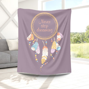 Stammes- Dreamcatcher Boho Zitat lila Fleecedecke