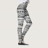 Stammes- Druck-aztekisches Schwarzweiss-Muster Leggings (Rechts)