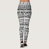 Stammes- Druck-aztekisches Schwarzweiss-Muster Leggings (Rückseite)