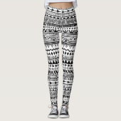 Stammes- Druck-aztekisches Schwarzweiss-Muster Leggings (Vorderseite)