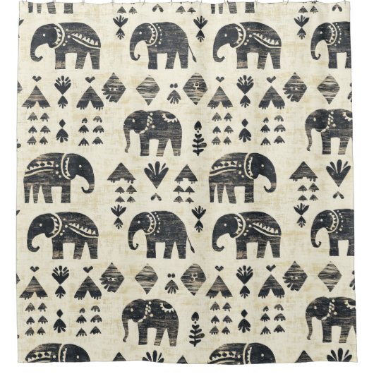 Stammes Elefant Boho Muster (1) Duschvorhang (Vorderseite)