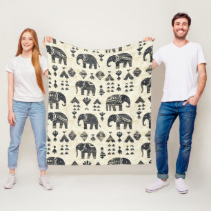 Stammes-Elefanten-Boho-Muster (1) Fleecedecke