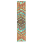 Stammes- ethnisches Boho Muster brannte Orange und Kurzer Tischläufer (Vorderseite)