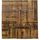 Stammes- ethnisches Boho Mustergold und -BRAUN Duschvorhang (Vorderseite)