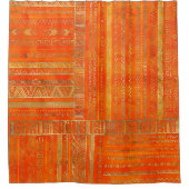 Stammes- ethnisches Mustergold auf Leuchtorange Duschvorhang (Vorderseite)