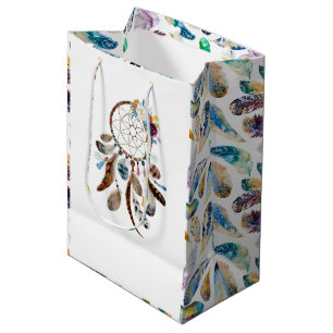 Stammes- Federn u. Blumen dreamcatcher Mittlere Geschenktüte