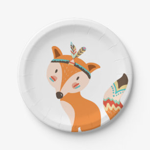 Stammes- Fox-PapierTeller-wildes Waldland Boho Pappteller
