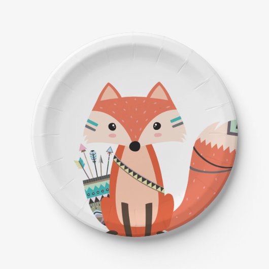 Stammes- Fox-Waldwaldgeburtstags-Babyparty Pappteller (Vorderseite)