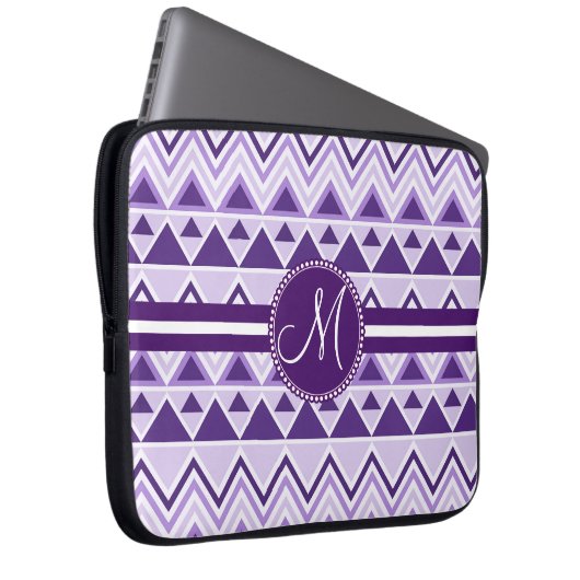 Stammes- Gebirgsdreiecke Monogramm-aztekische Laptopschutzhülle (Vorne Rechts)