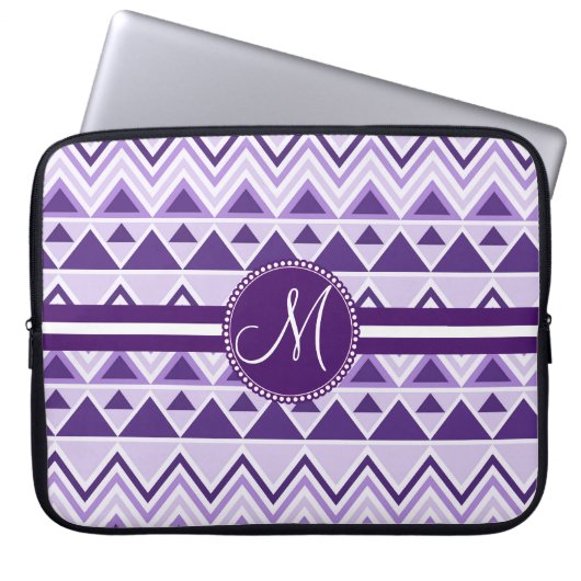 Stammes- Gebirgsdreiecke Monogramm-aztekische Laptopschutzhülle (Vorderseite)