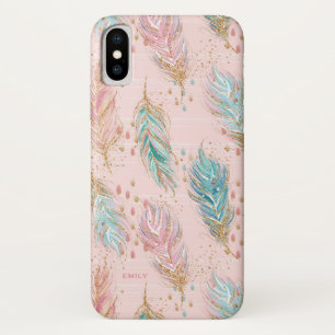 Stammes- Glitzer Boho versieht Muster mit Federn Case-Mate iPhone Hülle