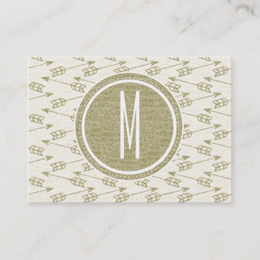 Stammes- GoldGlitzer-Monogramm der Pfeil-| Visitenkarte (Vorderseite)