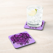 Stammes- Goth blühen lila Herz mit LIEBE Untersetzer (Rechte Seite)