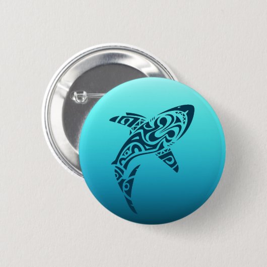 Stammes- Haifisch-Tätowierung Button (Vorne & Hinten)