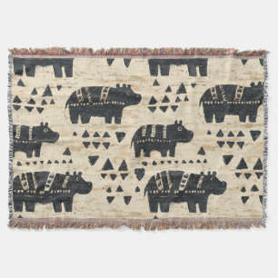 Stammes-Hippopotam-Safari-Muster Decke