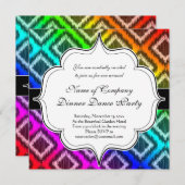 Stammes- Ikat Regenbogen-buntes Muster Einladung (Vorne/Hinten)