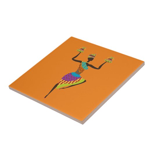 Stammes- Kunst afrikanischer Dame Fliese (Seite)