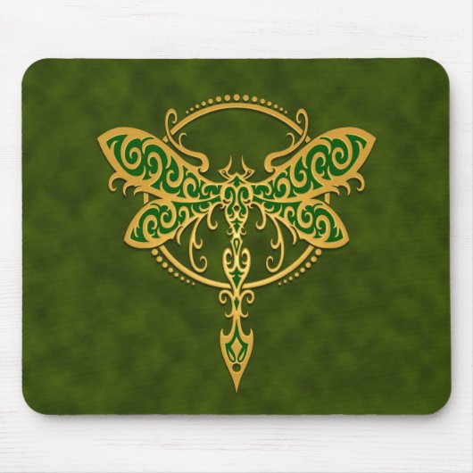 Stammes- Libelle - goldenes Grün Mousepad (Vorne)