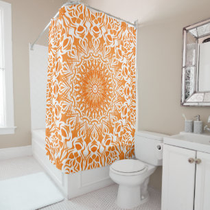 Stammes-Mandala Orange Duschvorhang