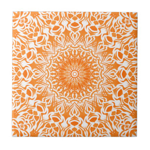Stammes-Mandala Orange Fliese
