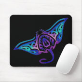 Stammes- Manta auf Schwarzem Mousepad (Mit Mouse)
