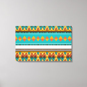 Stammes- Muster in den Retro Farben Leinwanddruck