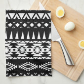 Stammes- Muster Schwarzweiss-Azteke inspiriert Geschirrtuch (Viertel Falte)