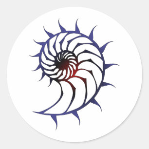 Stammes- Nautilus Runder Aufkleber