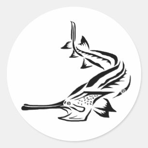 Stammes- Paddlefish u. Rostrum Runder Aufkleber