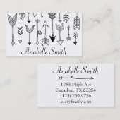 Stammes- Pfeil-Bohemische Hand gezeichnete Kunst Visitenkarte (Vorne/Hinten)