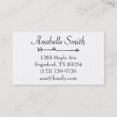 Stammes- Pfeil-Bohemische Hand gezeichnete Kunst Visitenkarte (Rückseite)