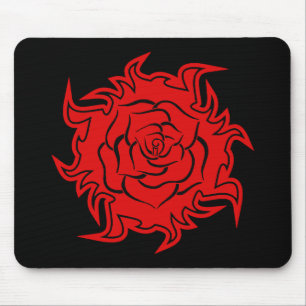 Stammes- Rose in rotem und schwarzem Mousepad