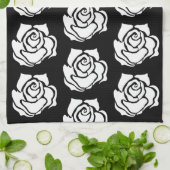 Stammes Rose Schwarz-weiß Geschirrtuch (Gefaltet)