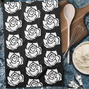 Stammes Rose Schwarz-weiß Geschirrtuch