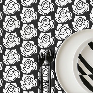 Stammes Rose Schwarz-weiß Tischdecke