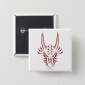 Stammes- roter Drache-Kopf Button (Vorne & Hinten)