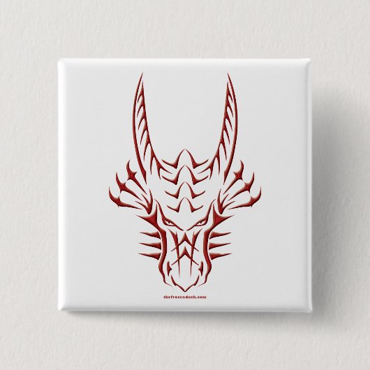 Stammes- roter Drache-Kopf Button (Vorderseite)