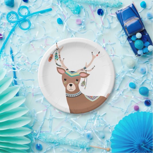 Stammes- Rotwild-Waldwaldgeburtstag Boho Baby Pappteller (Party)