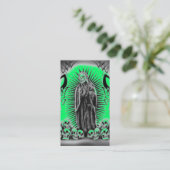 Stammes- Schädel-Grün-grimmige Visitenkarte (Stehend Vorderseite)