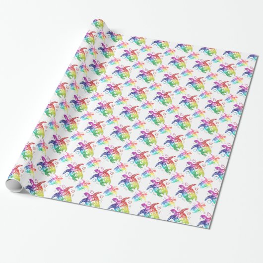 Stammes- Schildkröte-Regenbogen Geschenkpapier (Ungerollt)