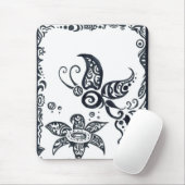 Stammes- Schmetterling in schwarzem Tinte mousepad (Mit Mouse)