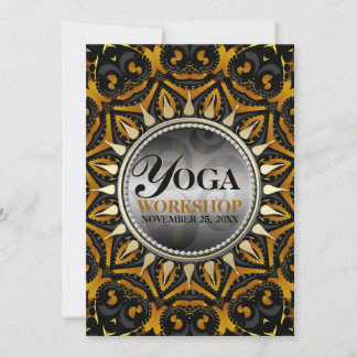 Stammes-Schwarz-Gold-Sonne-Yoga-Workshop-Einladung Einladung