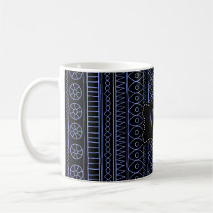Stammes- schwarze blaue ethnische Vintage retro Kaffeetasse