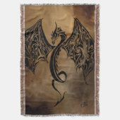 Stammes-Schwarzstein-Fantasy-Drache Decke (Vorderseite Vertikal)