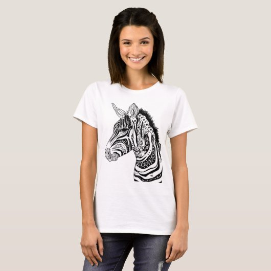 Stammes- Schwarzweiss des Zebra T-Shirt (Vorne ganz)