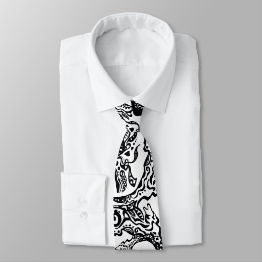Stammes- Schwarzweiss-Kopf - Fantasie Krawatte (Gebunden)
